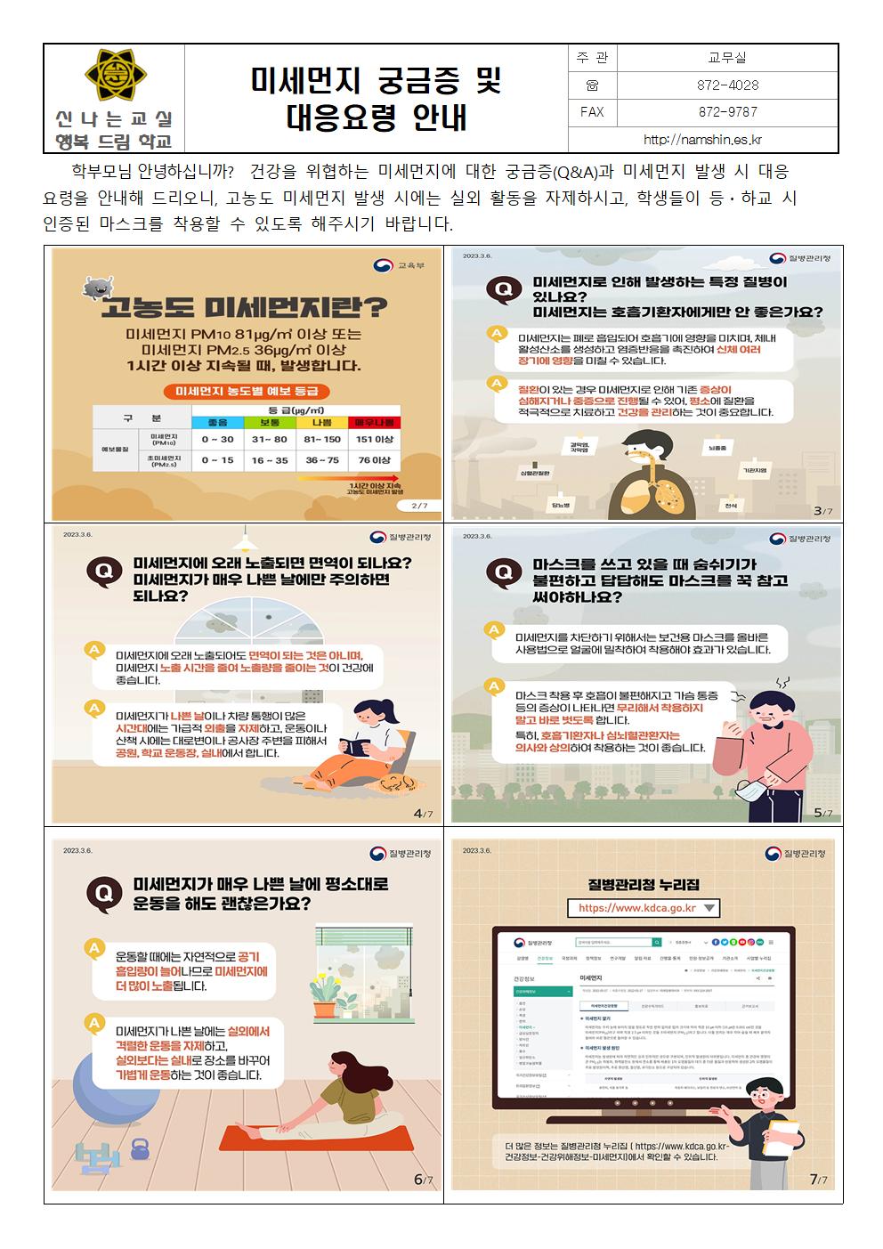 미세먼지 궁금증 및 대응요령 안내001